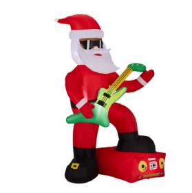 5FT Black Guitar Old Man, 4 LED 210D Polyester Christmas Inflatable Decoration, 12V,1000mA US Standard