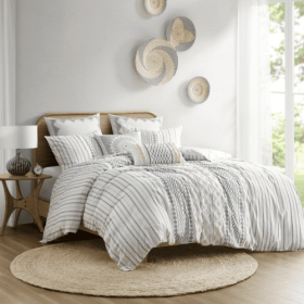 Full Queen Cotton Printed Duvet Cover Set With Chenille