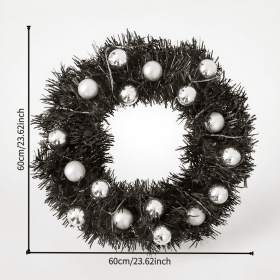 1 Piece Of 24-inch Black-themed Garland With Silver Ball Accessories And Christmas Letters