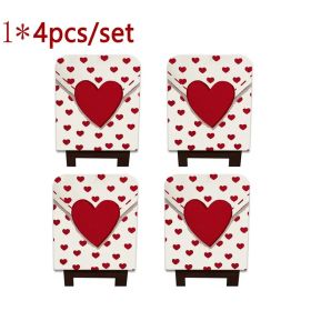 Red Heart Stretch Dining Chair Covers 4-8-12 PCS Washable Chair Protectors
