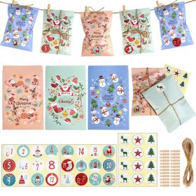 Party Christmas Countdown Paper Gift Bags 24-Piece Set