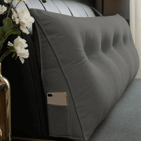 Triangle Reading Cushion With A Button-grey